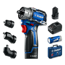 Набор КОМБИ #4 Дрель-шуруповерт + LED фонарь + 3 насадки-патрона + 2 АКБ T7 (2 А∙ч), в кейсе ЗУБР DB