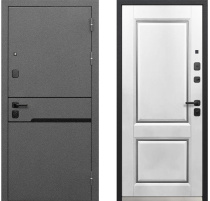 Дверь входная Афина Уайт Металл/МДФ 860 Правая Муар 7024/Эмалит белый