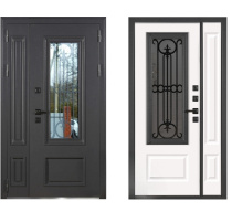 Дверь входная Калипсо Термо Металл с окном/МДФ 1200 Правая Муар 7024/Эмалит белый