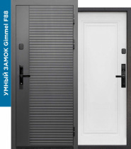Дверь входная с эл.замком Е-Тайга МДФ/МДФ 860 Правая Сатин графит/Эмалит белый