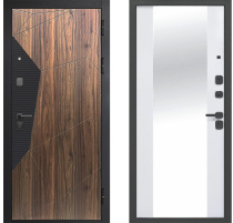 Дверь входная 9 см мдф/мдф Геометрия МДФ/МДФ 860 Правая Сатин черный/Орех каньон коньяк/Эмалит Белый