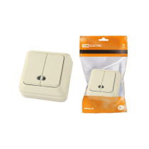 Выключатель 2 кл TDM Ладога SQ1801-0008 с подсветкой слоновая кость