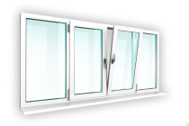 Окно ПВХ четырехстворчатое (170х265) не стандартное 1кам