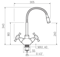 Смеситель для кухни комбинированный РМС SL92W-279F