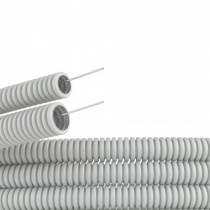 Труба гофрированная ПВХ с протяжкой d 40 мм Серый DKS 20м