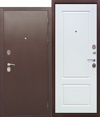 Дверь входная Толстяк Металл/МДФ 960 Правая Медный антик/Белый ясень