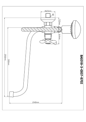 Смеситель для ванны хром BOOU BA5318-3-C007-B702