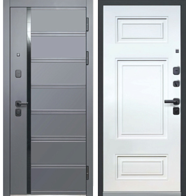 Дверь входная Luxor КУБ Нео МДФ/МДФ 860 Правая Сатин графит/Эмалит белый