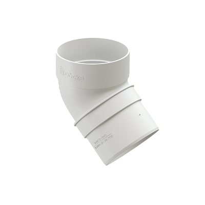 Колено трубы 45° кругл. 80 ПВХ Белый STANDARD Docke