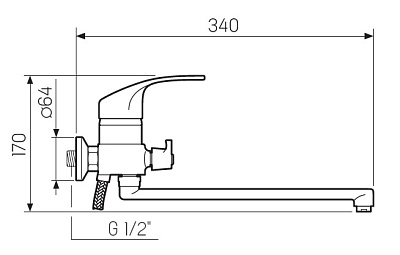 Смеситель для ванны хром РМС SL85-006E