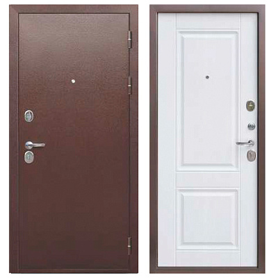 Дверь входная  Металл/МДФ 860 Правая медный антик/белый ясень 