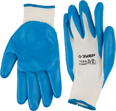Перчатки трикотажные с нитриловым покрытием XL синие ЗУБР 11276-XL