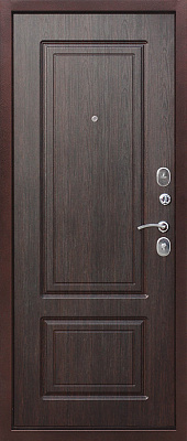 Дверь входная  Металл/МДФ 860 Правая медный антик/темный кипарис