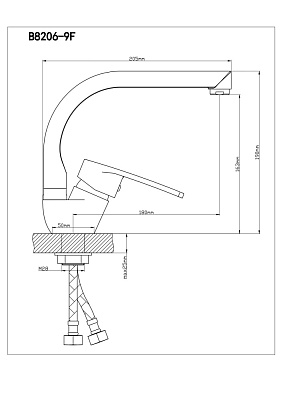 Смеситель для кухни хром BOOU B8206-9F