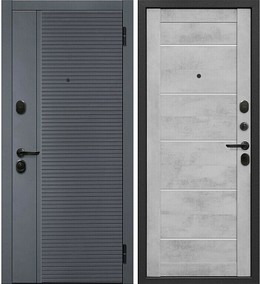 Дверь входная Бостон МДФ/МДФ 860 Правая Сатин графит/Бетон снежный