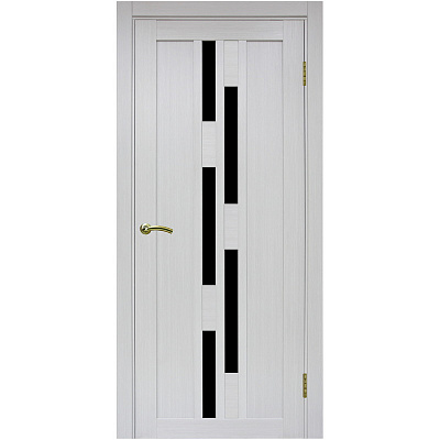 Дверь межкомнатная остекленная Турин 551.121 стекло LACOBEL черное (80х200см) Ясень серебристый