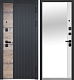 Дверь входная Luxor Вертикаль Зеркало МДФ/МДФ 860 Правая Черный кварц/Велюр белый софт