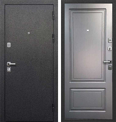 Дверь входная Толстяк Металл/МДФ 860 Правая Букле черный/Ясень графит эмаль